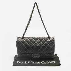 Pre Owned Chanel Black Quilted Aged Leather Classic 227 Reissue 2.55 Flap Bag