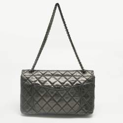 Pre Owned Chanel Black Quilted Aged Leather Classic 227 Reissue 2.55 Flap Bag