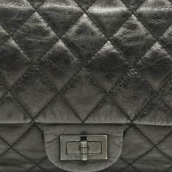 Pre Owned Chanel Black Quilted Aged Leather Classic 227 Reissue 2.55 Flap Bag