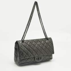 Pre Owned Chanel Black Quilted Aged Leather Classic 227 Reissue 2.55 Flap Bag