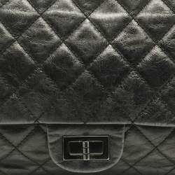 Pre Owned Chanel Black Quilted Aged Leather Classic 227 Reissue 2.55 Flap Bag