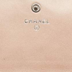 Pre Owned Chanel Pink Camellia Embossed Leather Continental Wallet