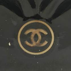 Pre Owned Chanel Black Patent Leather CC Zip Around Wallet