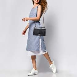 Pre Owned Chanel Black Chevron Leather Medium Boy Flap Bag