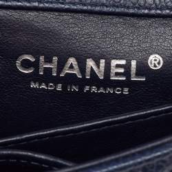 Pre Owned Chanel Navy Blue Quilted Caviar Leather Extra Mini Classic Single Flap Bag