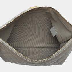 Pre Owned Chanel Grey Medium Quilted Caviar Boy O Case Clutch