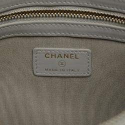 Pre Owned Chanel Grey Medium Quilted Caviar Boy O Case Clutch