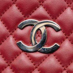 Pre Owned Chanel Red Large Quilted Calfskin In the Business Shopping Tote