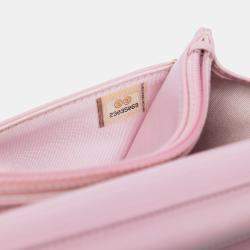 Pre Owned Chanel Pink Calfskin Crystal Studded Boy Wallet on Chain