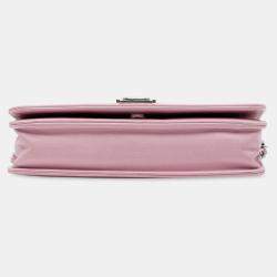 Pre Owned Chanel Pink Calfskin Crystal Studded Boy Wallet on Chain