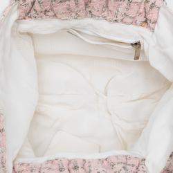 Pre Owned Chanel Pink Tweed Boucle Knitting Top Handle Bag