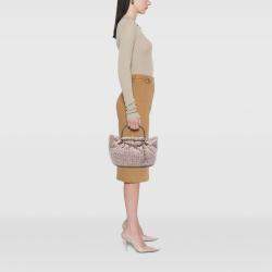 Pre Owned Chanel Pink Tweed Boucle Knitting Top Handle Bag