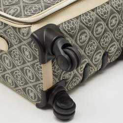 Pre Owned Chanel Grey/Off White Quilted Canvas Camellia Cabin Luggage