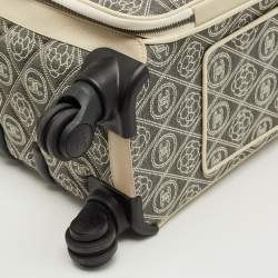 Pre Owned Chanel Grey/Off White Quilted Canvas Camellia Cabin Luggage