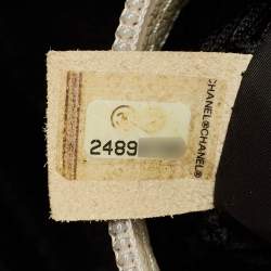 Pre Owned Chanel Grey/Off White Quilted Canvas Camellia Cabin Luggage