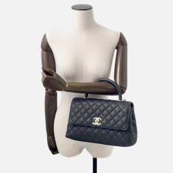 Pre Owned Chanel Coco Handle Black Caviar Leather Size 29