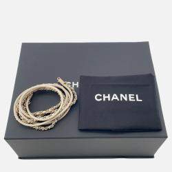 Pre Owned Chanel Chanel22 Chain Shoulder Bag Gold Shiny Calf Leather Size Mini