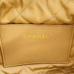 Pre Owned Chanel Chanel22 Chain Shoulder Bag Gold Shiny Calf Leather Size Mini