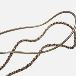 Pre Owned Chanel Chanel22 Chain Shoulder Bag Gold Shiny Calf Leather Size Mini