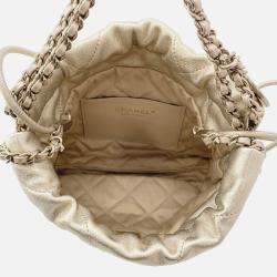 Pre Owned Chanel Chanel22 Chain Shoulder Bag Gold Shiny Calf Leather Size Mini