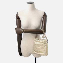 Pre Owned Chanel Chanel22 Chain Shoulder Bag Gold Shiny Calf Leather Size Mini
