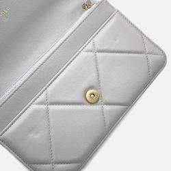 Pre Owned Chanel Chanel19 Chain Wallet Gray Lambskin