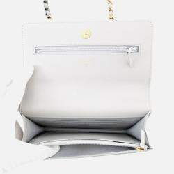 Pre Owned Chanel Chanel19 Chain Wallet Gray Lambskin