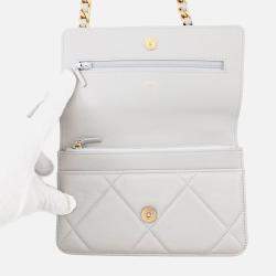 Pre Owned Chanel Chanel19 Chain Wallet Gray Lambskin
