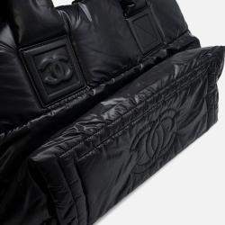Pre Owned Chanel Coco Cocoon Tote Bag Black Nylon Size Mm