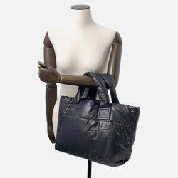 Pre Owned Chanel Coco Cocoon Tote Bag Black Nylon Size Mm