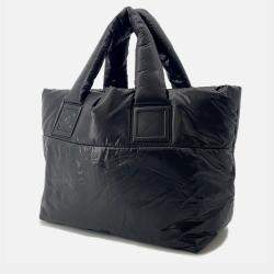 Pre Owned Chanel Coco Cocoon Tote Bag Black Nylon Size Mm