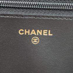 Pre Owned Chanel Boy Chanel Chain Wallet Black Caviar Leather