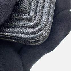 Pre Owned Chanel Boy Chanel Chain Wallet Black Caviar Leather