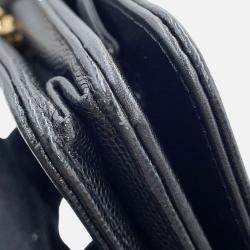 Pre Owned Chanel Boy Chanel Chain Wallet Black Caviar Leather