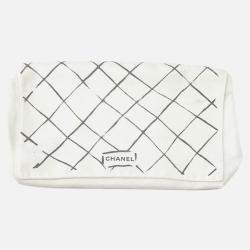 Pre Owned Chanel Matelasse Double Flap Jacquard Chain Shoulder Bag Gold Cottonjersy