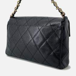 Pre Owned Chanel One Belt Black Caviar Leather