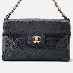 Pre Owned Chanel One Belt Black Caviar Leather