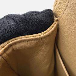 Pre Owned Chanel Matelasse W Flap Chain Shoulder Bag Beige Caviar Leather Size 25