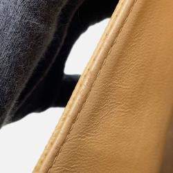 Pre Owned Chanel Matelasse W Flap Chain Shoulder Bag Beige Caviar Leather Size 25