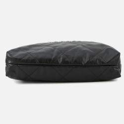 Pre Owned Chanel Chanel22 Handbag Black Shiny Calf Leather Size Small