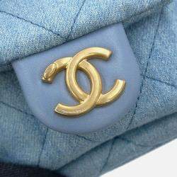 Pre Owned Chanel Matelasse Hobo Shoulder Bag Light Blue Denim