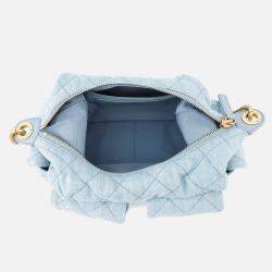 Pre Owned Chanel Matelasse Hobo Shoulder Bag Light Blue Denim