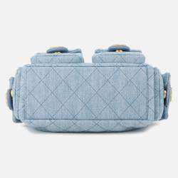 Pre Owned Chanel Matelasse Hobo Shoulder Bag Light Blue Denim
