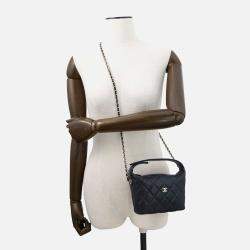 Pre Owned Chanel Hobo Chain Shoulder Navy Caviar Leather