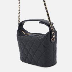 Pre Owned Chanel Hobo Chain Shoulder Navy Caviar Leather