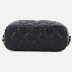 Pre Owned Chanel Hobo Chain Shoulder Navy Caviar Leather
