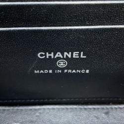 Pre Owned Chanel Matelasse 2Way Vanity Case Black Lambskin