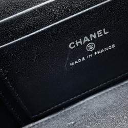 Pre Owned Chanel Matelasse 2Way Vanity Case Black Lambskin