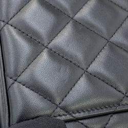 Pre Owned Chanel Matelasse 2Way Vanity Case Black Lambskin