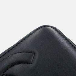 Pre Owned Chanel Matelasse 2Way Vanity Case Black Lambskin